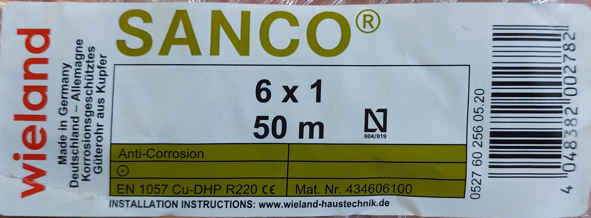 SANCO Kupferrohr 6x1 mm 50m Ring Wieland weich