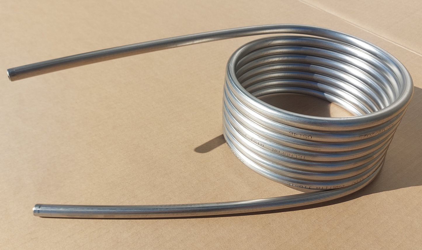 Spirale ca. 195mm Außend. aus 5m - 15m Edelstahlrohr 12x1mm AISI 316L EN 1.4404 mit 1/2" Anschluss