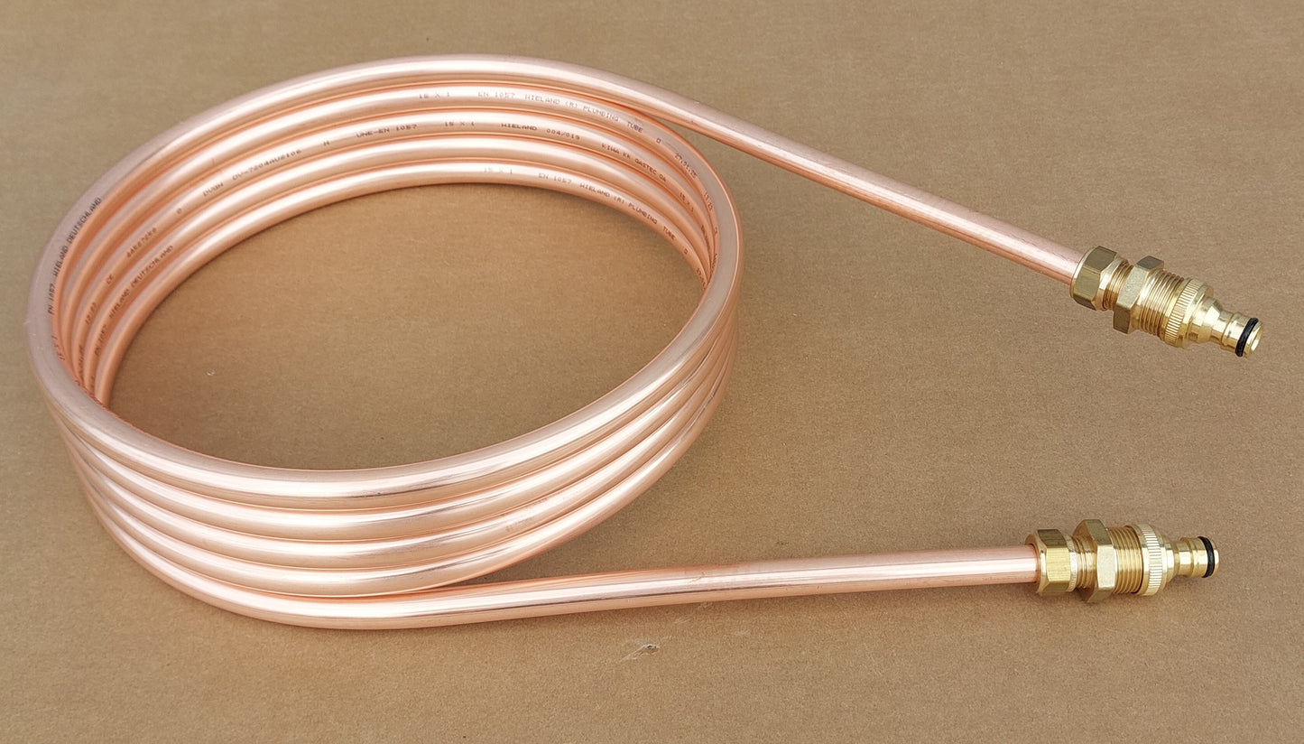 Spirale Poolheizung Kupferrohr 15x1mm mit Außendurchmesser von ca. 31cm aus 5m-25m mit GARDENA Anschluss