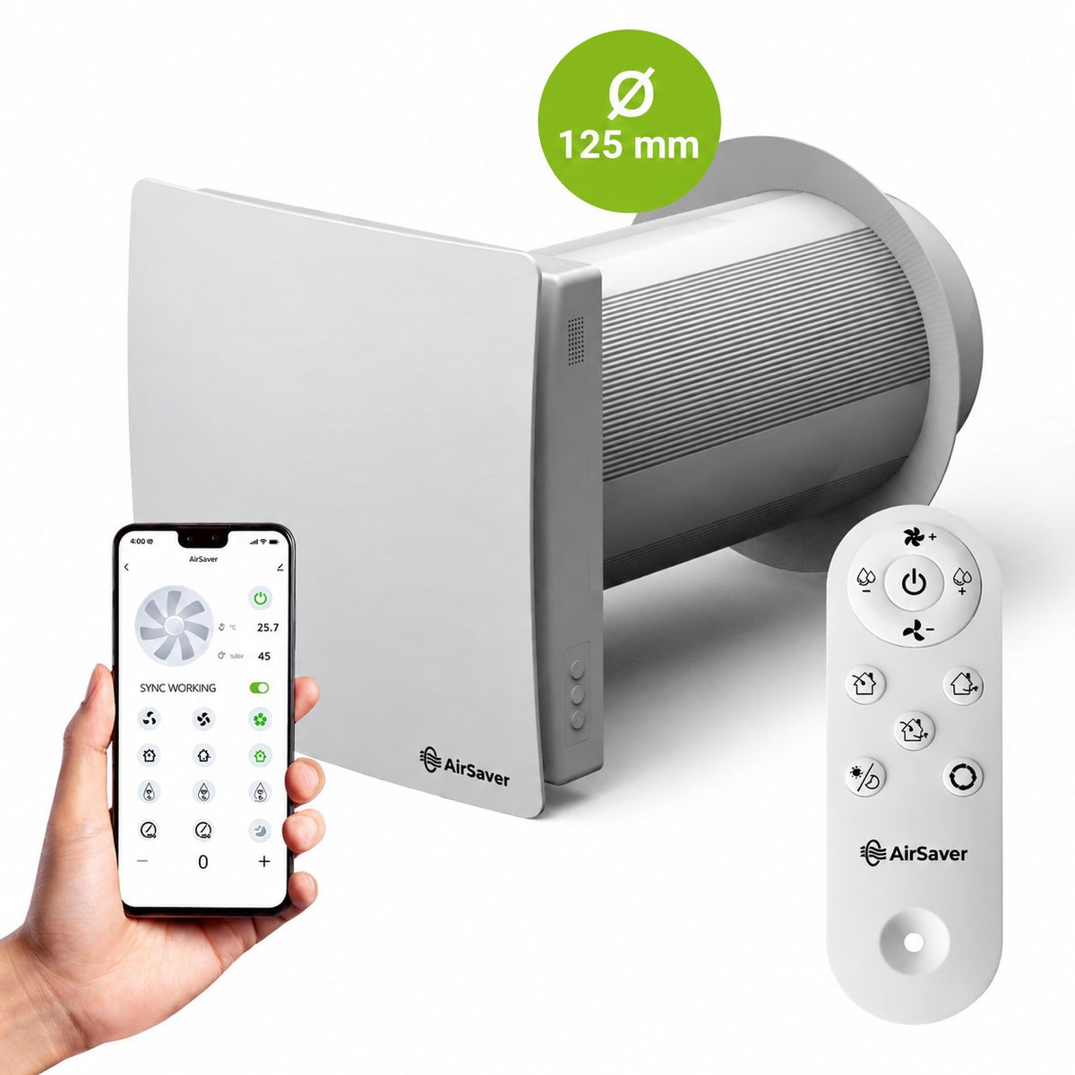 PRODMAX AirSaver VT125-MS Ø125 mm – Dezentrale Lüftung mit Wärmerückgewinnung & WLAN