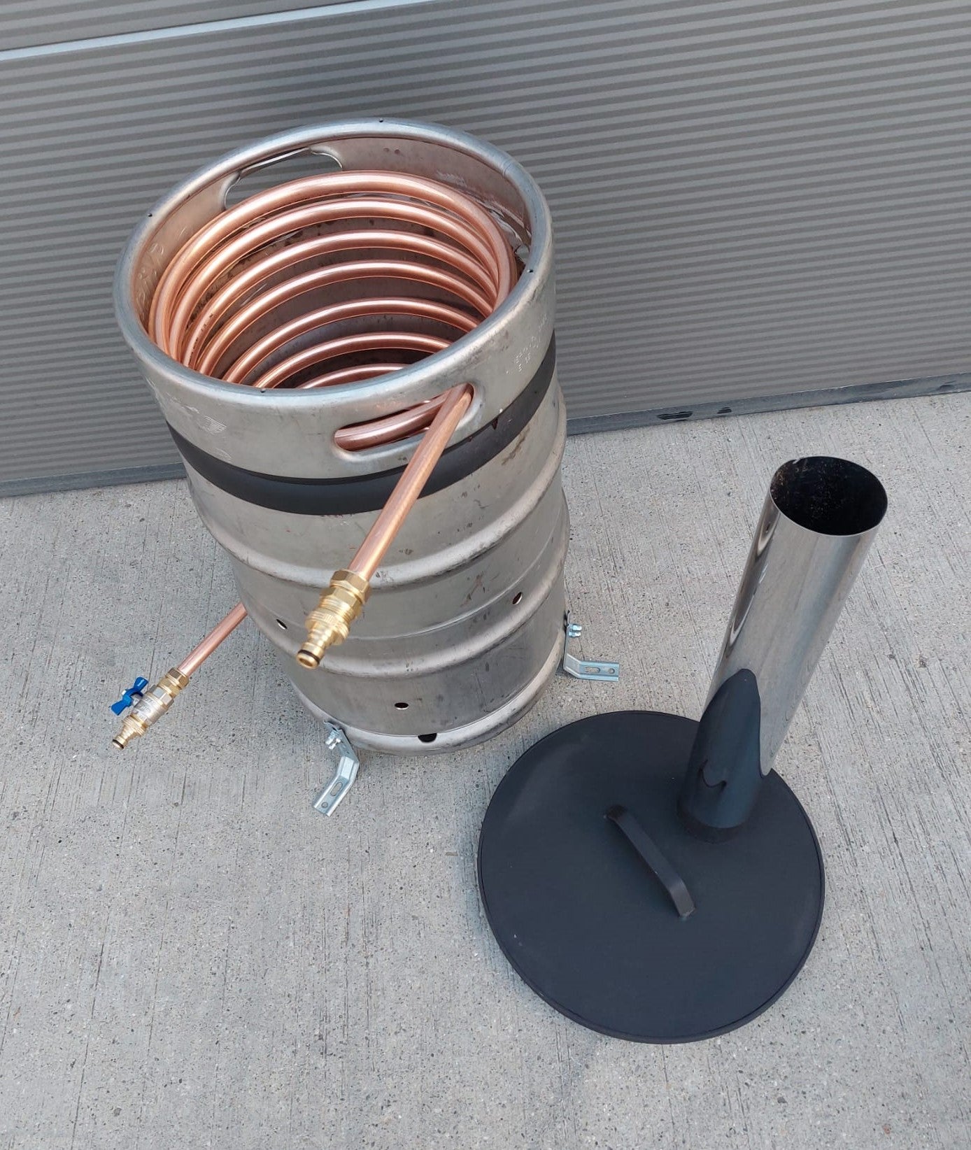 DECKEL 35cm Durchmesser mit RAUCHROHR für Poolheizung Feuertonne