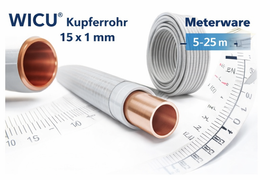 15x1mm WICU (R) Wieland Kupferrohr WEICH Ring 15x1mm UMMANTELT als 5m 10m 25m DIN EN13349