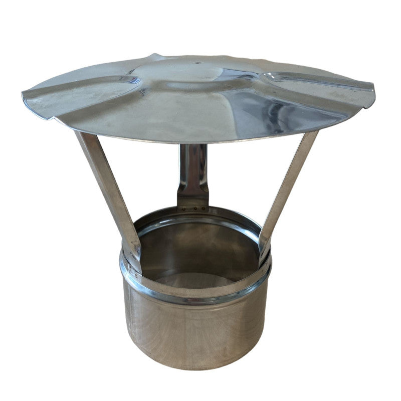 Edelstahl Regenhaube Ø80 mm und Ø100 mm mit Stecksystem für Rauchrohre und Poolheizungen