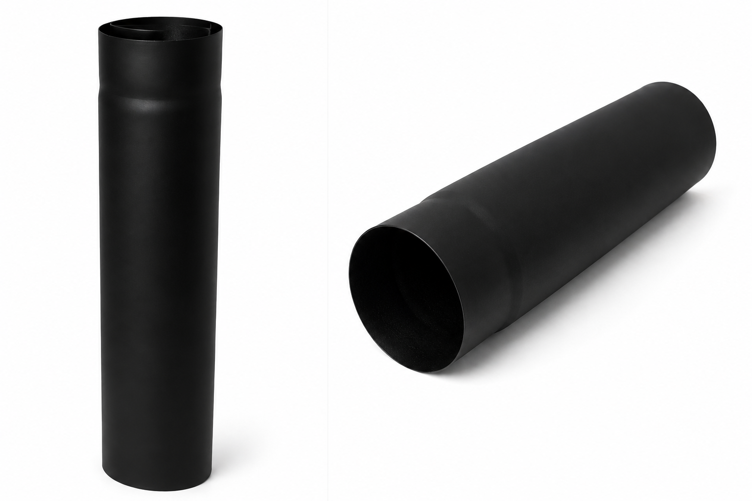 Ofenrohr DN 120 aus 2 mm Stahl, 500 mm lang, schwarz lackiert mit Stecksystem